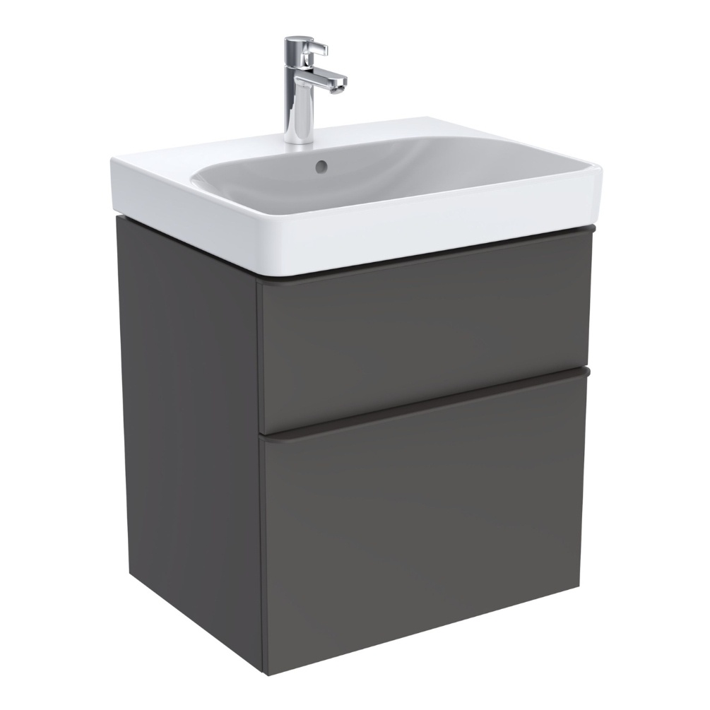 Product Cut out image of the Geberit Smyle Square 600mm Lava Vanity Unit & Washbasin